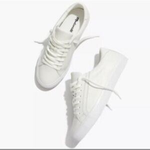 Madewell White Leather Sidewalk Sneakers